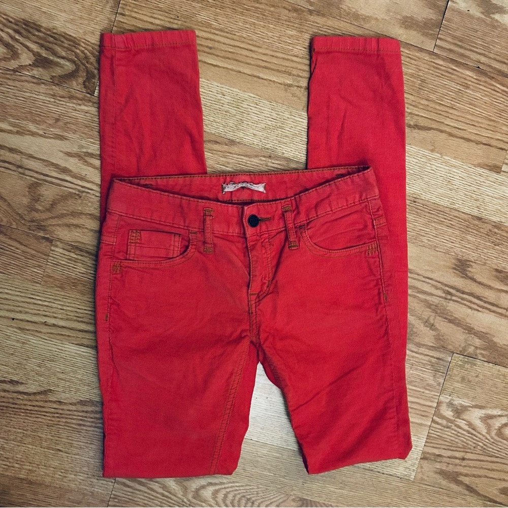 Free People Red Corduroy Pants Straight Leg Size 25 - Picture 3 of 12